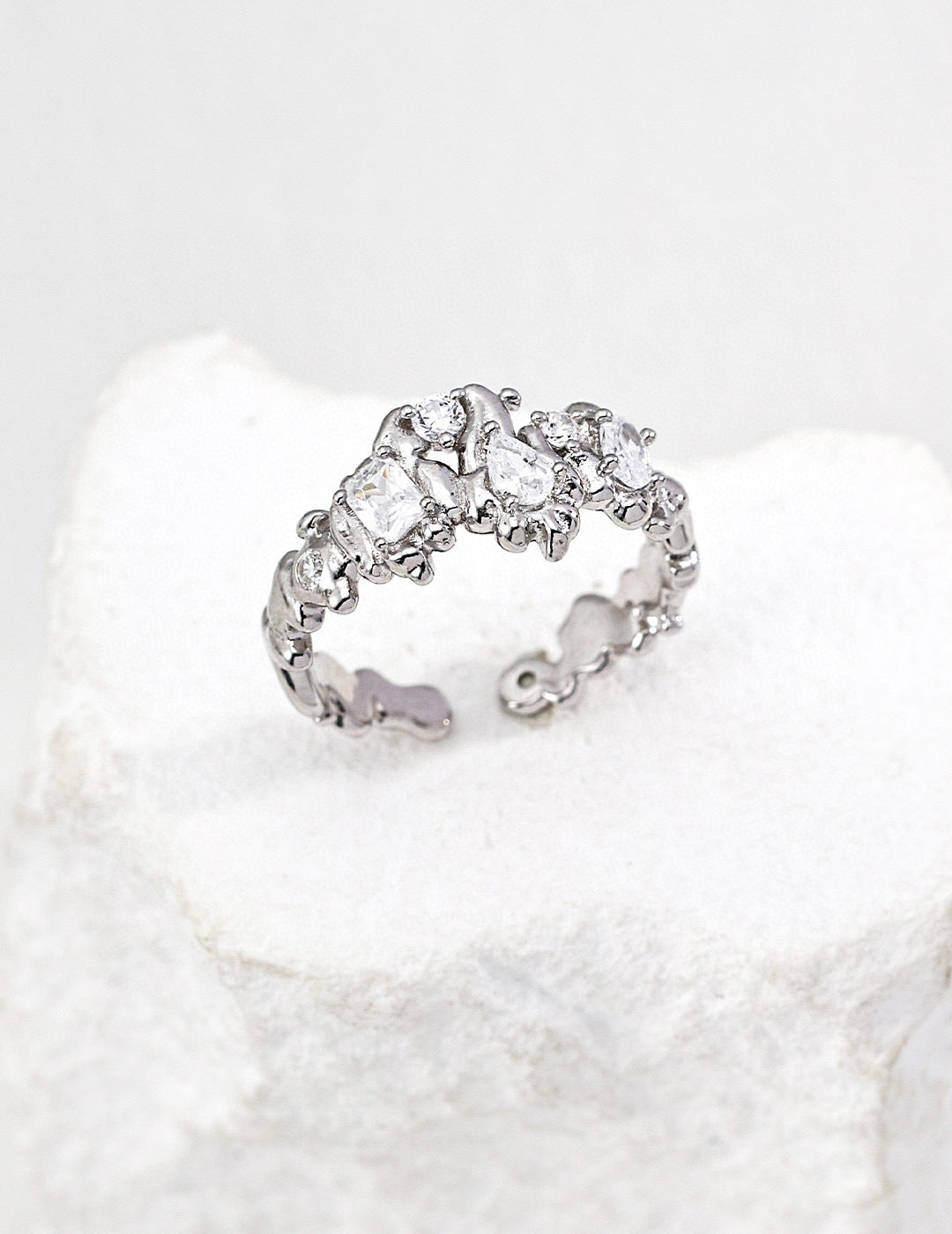 Lava Heart Zirconia Sterling Silver Ring – Dainty Stackable Ring