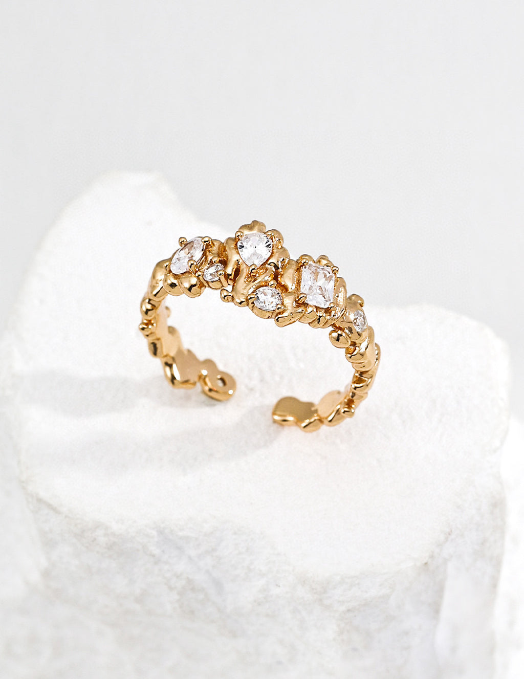Lava Heart Zirconia Sterling Silver Ring – Dainty Stackable Ring