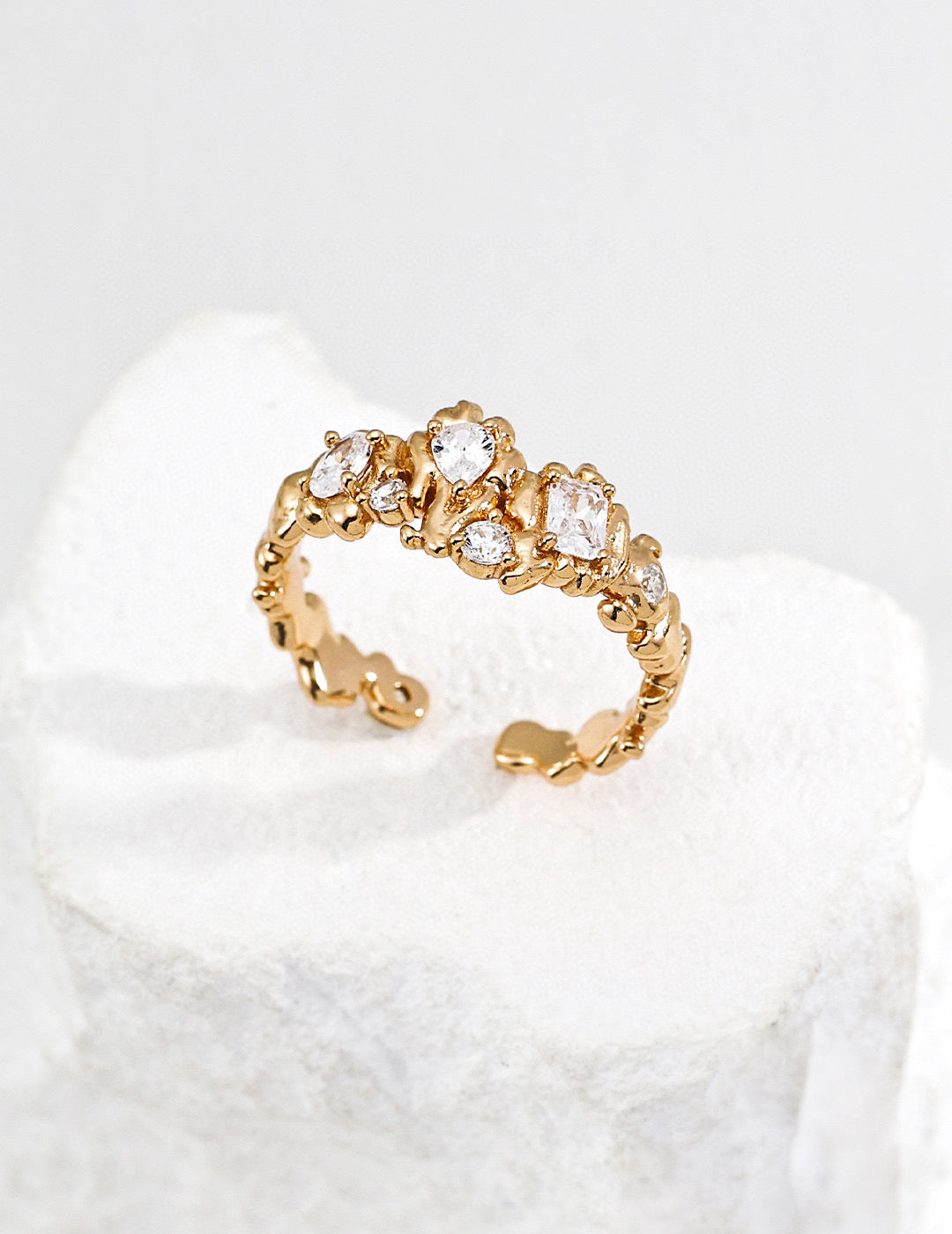 Lava Heart Zirconia Sterling Silver Ring – Dainty Stackable Ring