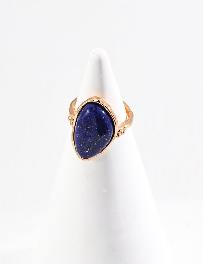 Celestial Lapis Lazuli Sterling Silver Ring – Dainty Stackable Ring Hover Image