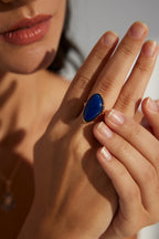 Celestial Lapis Lazuli Sterling Silver Ring – Dainty Stackable Ring