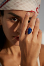 Celestial Lapis Lazuli Sterling Silver Ring – Dainty Stackable Ring