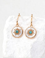 Turquoise Mother of Pearl Gold Hoop Earrings
