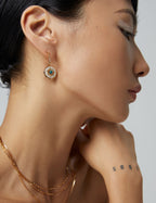 Turquoise Mother of Pearl Gold Hoop Earrings