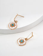 Turquoise Mother of Pearl Gold Hoop Earrings