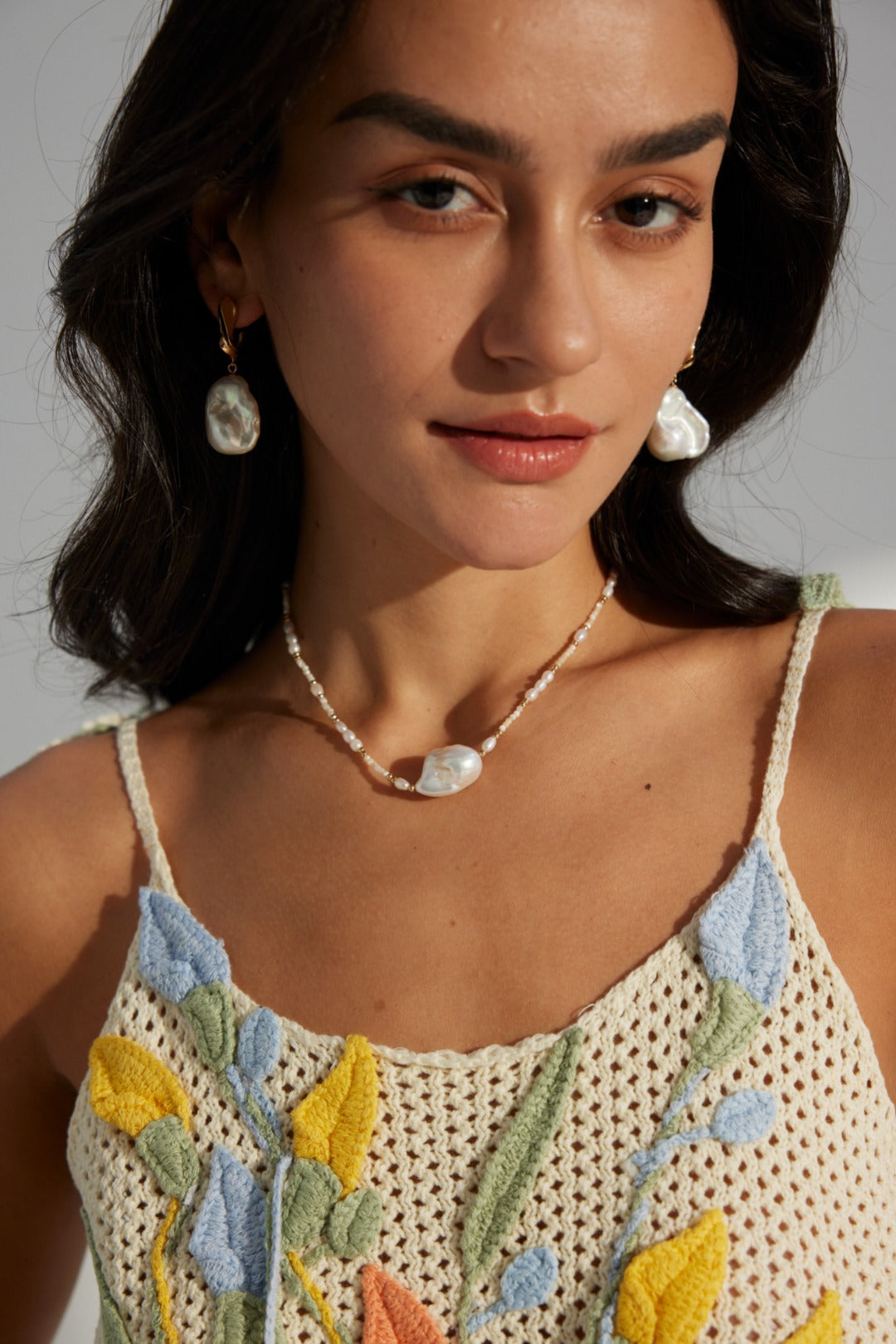 Natural Baroque Pearl Gold Hoop Earrings