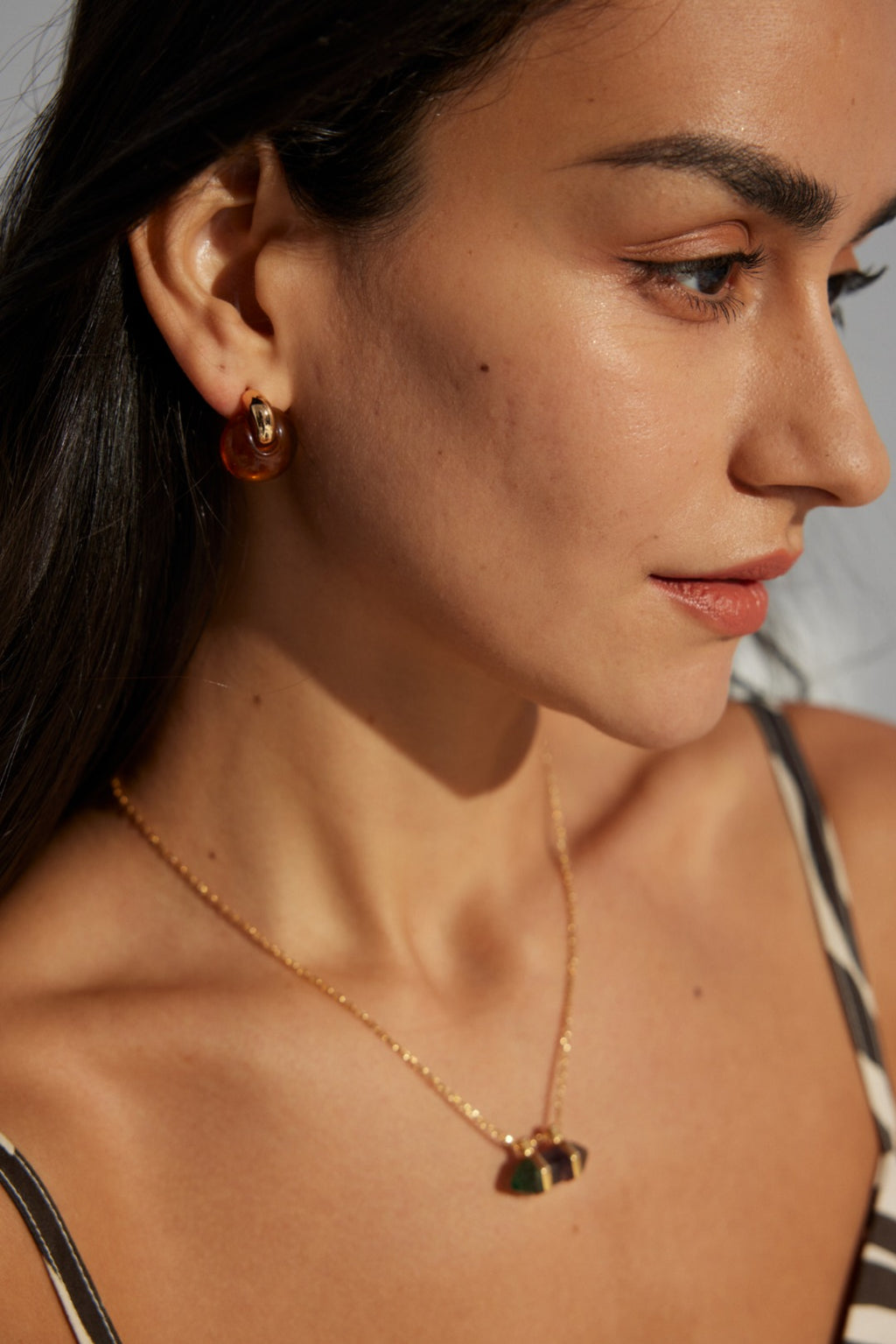Vintage Amber Gold Hoop Earrings