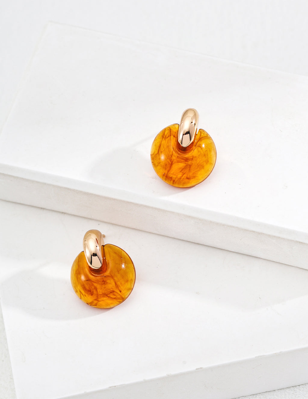 Vintage Amber Gold Hoop Earrings
