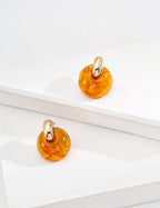 Vintage Amber Gold Hoop Earrings
