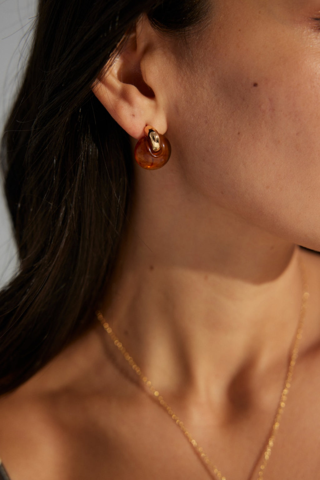 Vintage Amber Gold Hoop Earrings