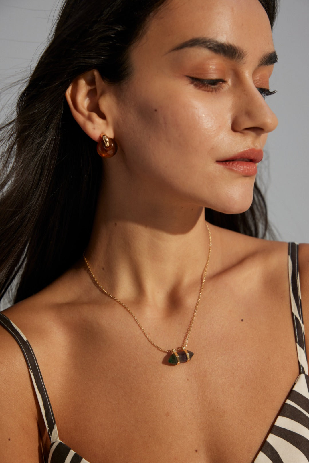 Vintage Amber Gold Hoop Earrings