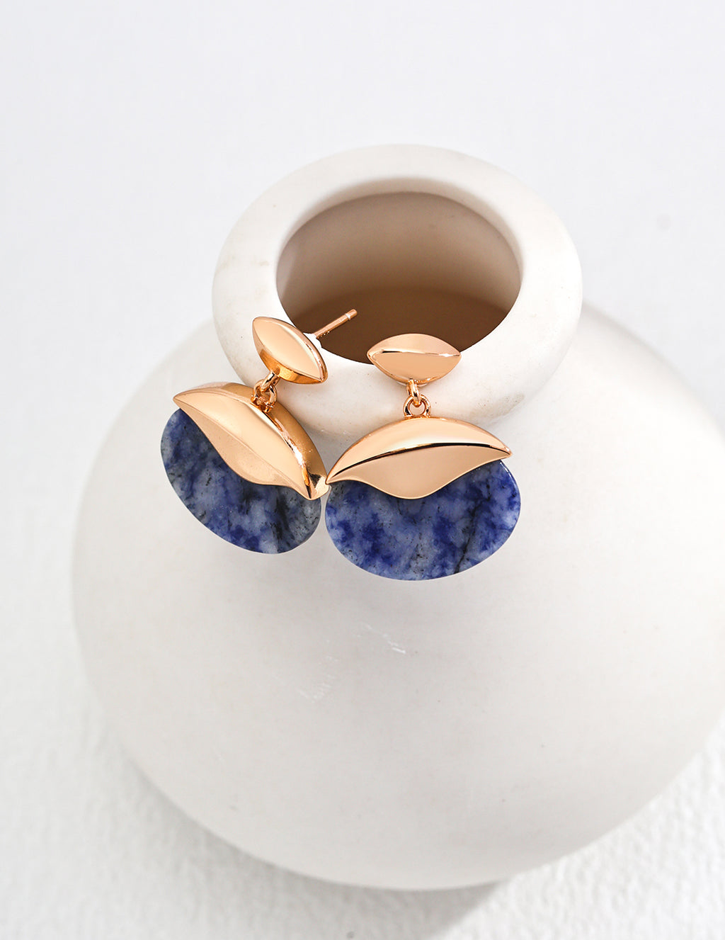 Blue Stone Gold Hoop Earrings