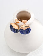 Blue Stone Gold Hoop Earrings