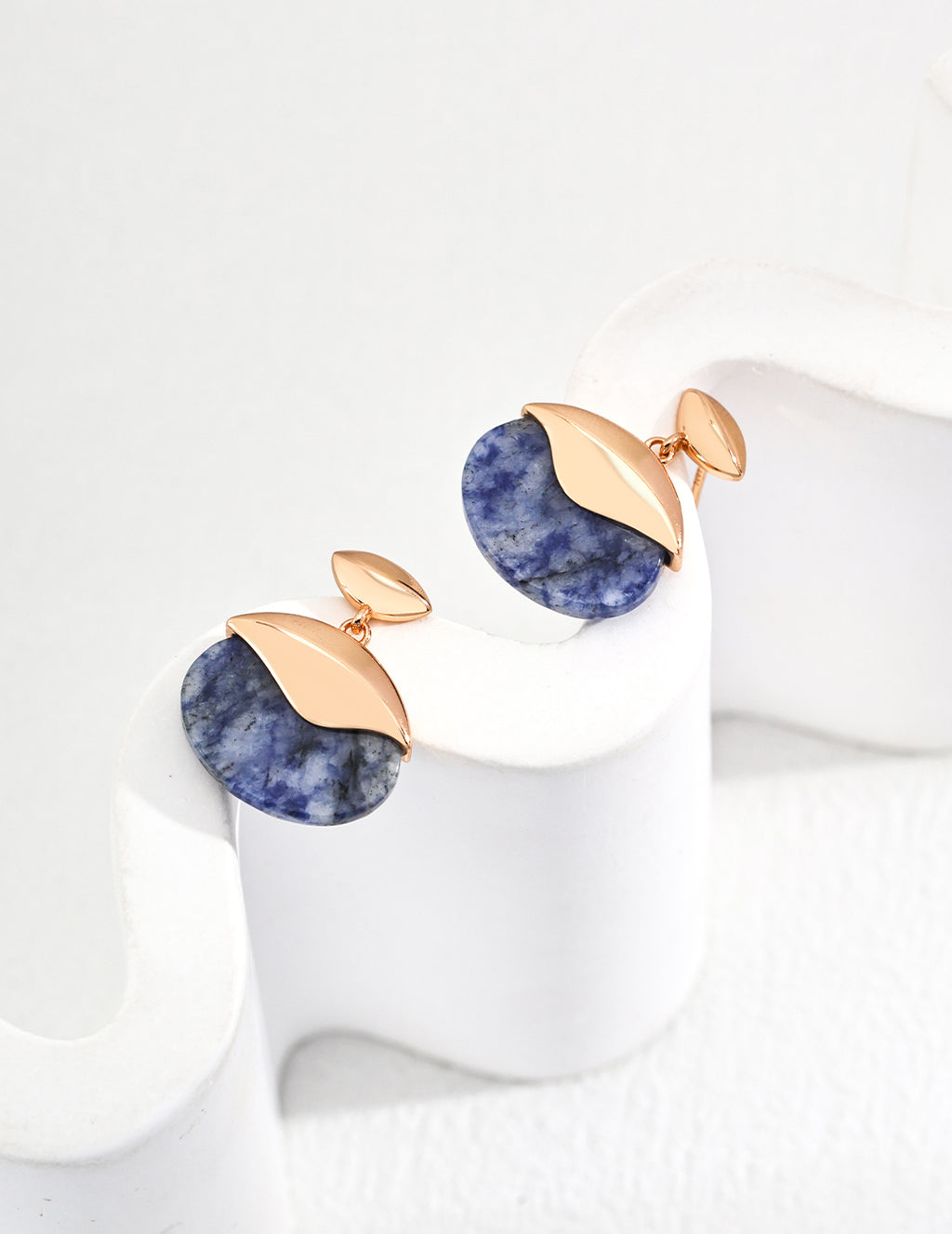 Blue Stone Gold Hoop Earrings