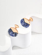 Blue Stone Gold Hoop Earrings