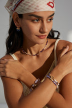 Blue Stone Gold Hoop Earrings