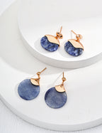 Blue Stone Gold Hoop Earrings