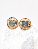 Heart Iridescent Shell Gold Hoop Earrings for Women