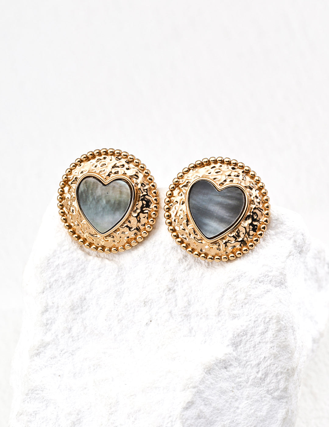 Heart Iridescent Shell Gold Hoop Earrings for Women
