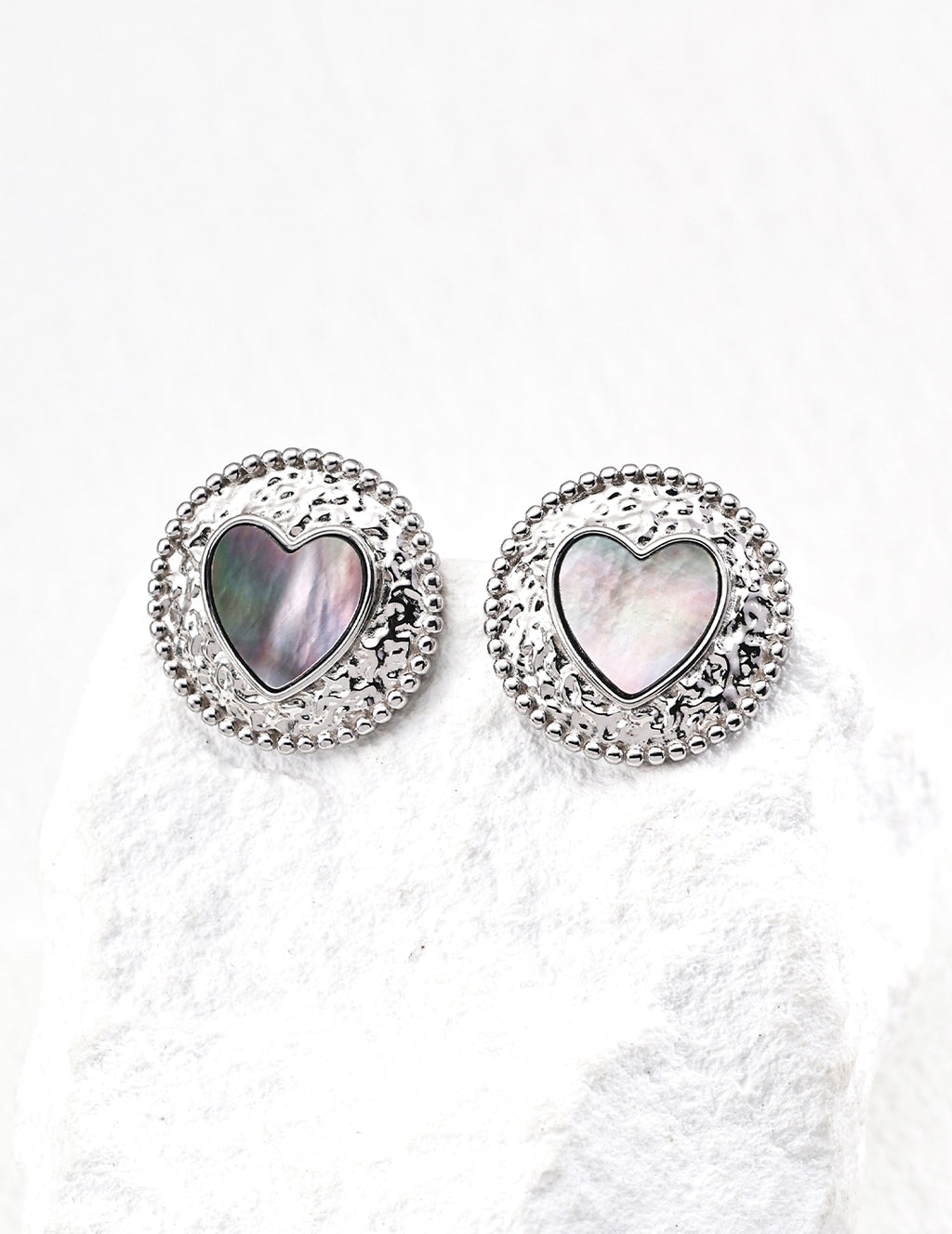 Heart Iridescent Shell Gold Hoop Earrings for Women