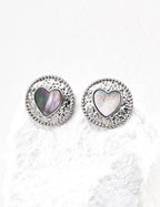 Heart Iridescent Shell Gold Hoop Earrings for Women