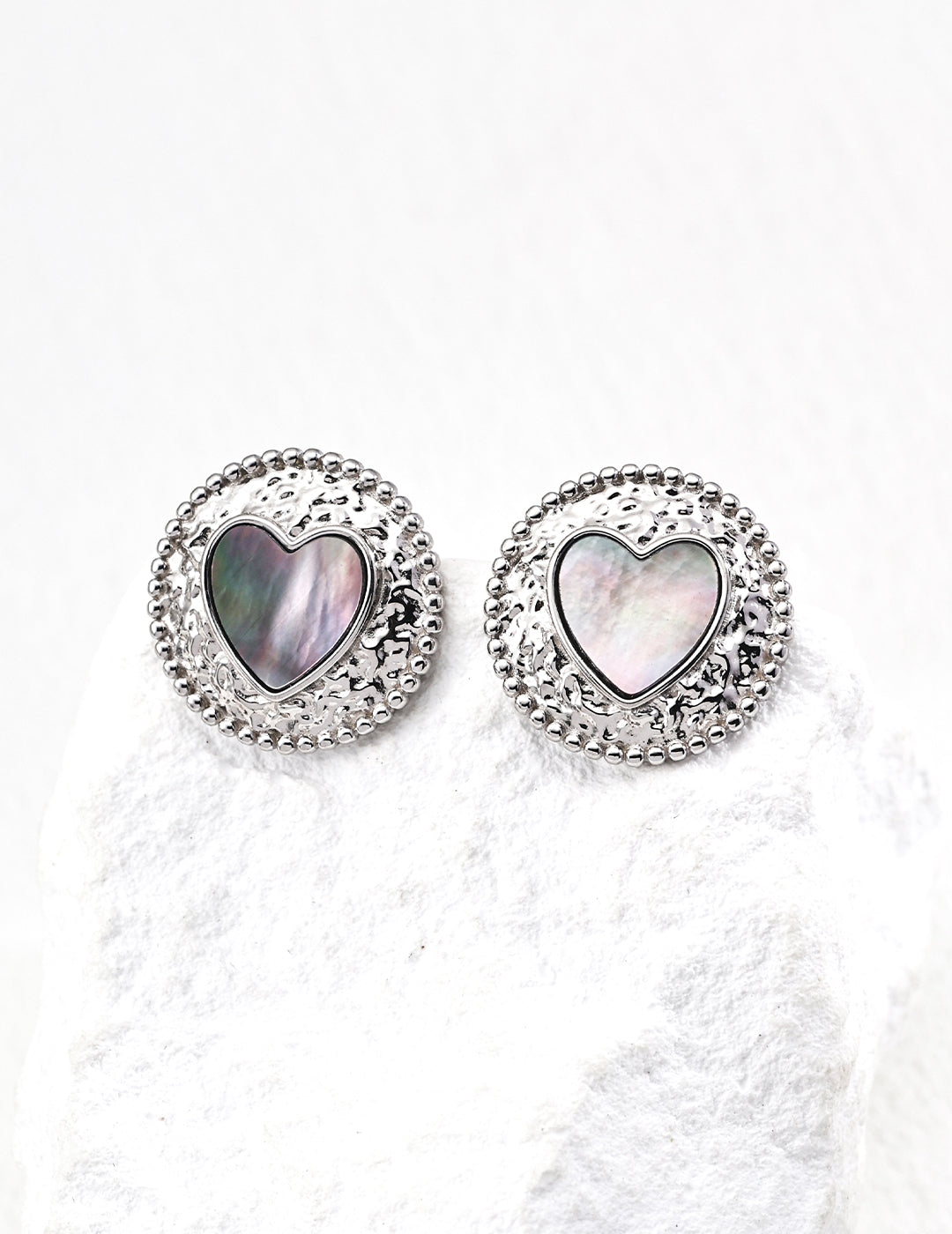 Heart Iridescent Shell Gold Hoop Earrings for Women