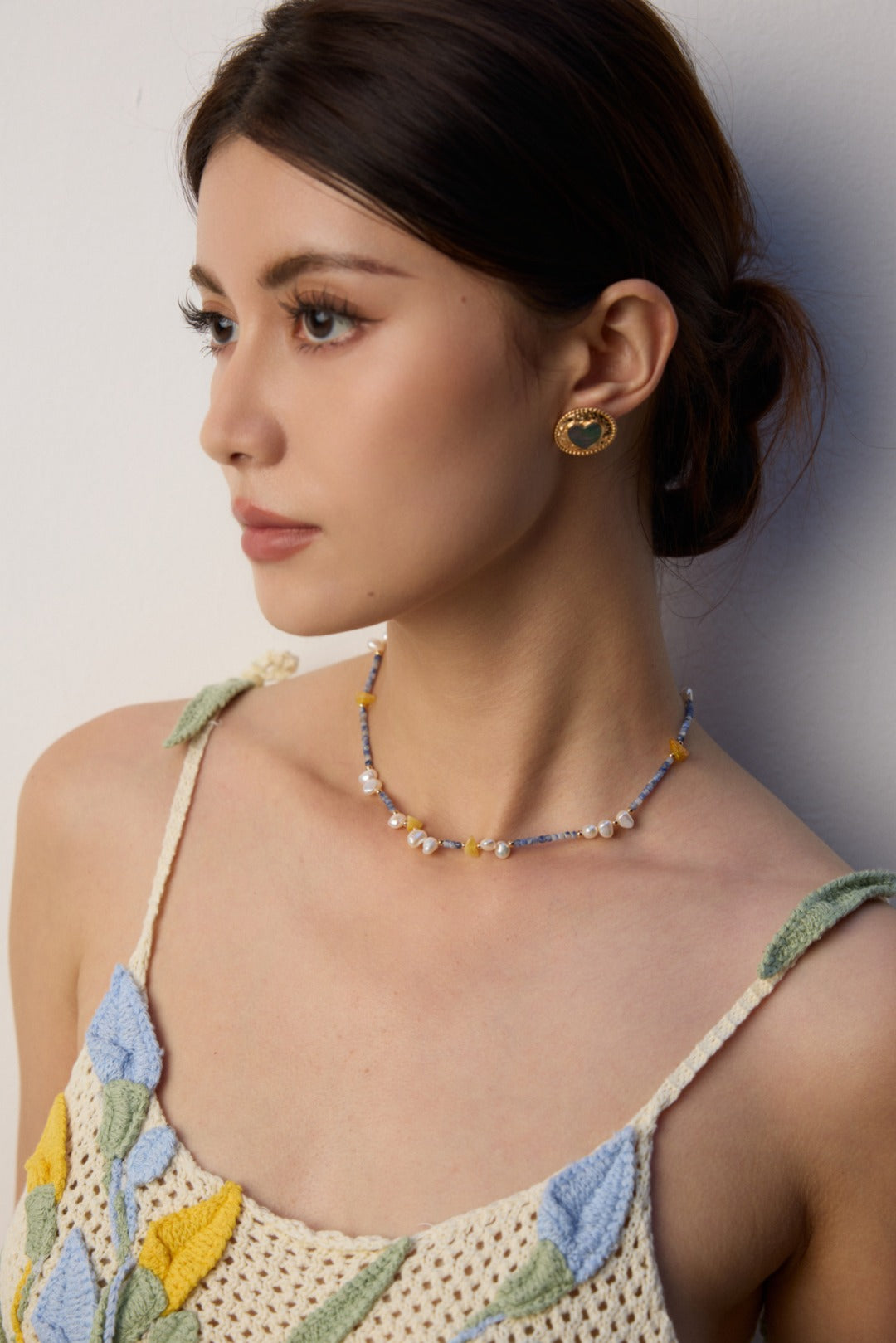 Heart Iridescent Shell Gold Hoop Earrings for Women