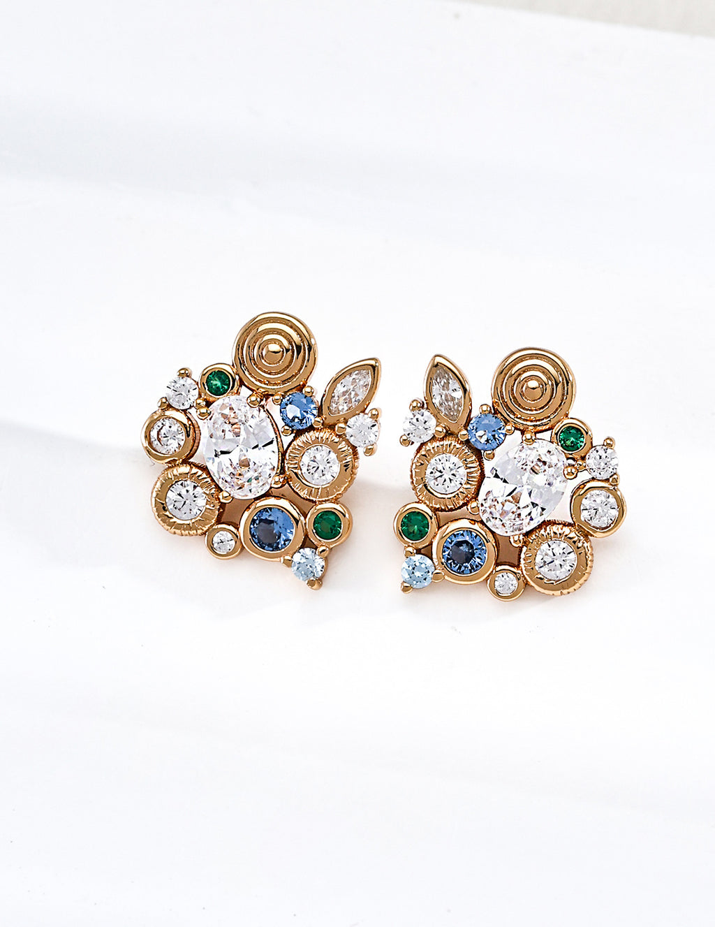 Forest Heartbeat Zircon Gold Hoop Earrings