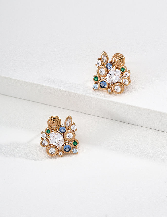 Forest Heartbeat Zircon Gold Hoop Earrings Hover Image
