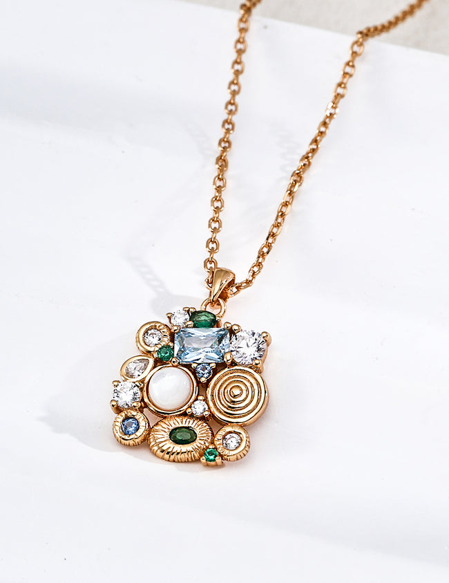 Forest Heartbeat Zircon Charm Necklace Hover Image