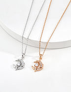 Crescent Moon Charm Necklace Zircon Star Pendant Layered Necklace Stack Design