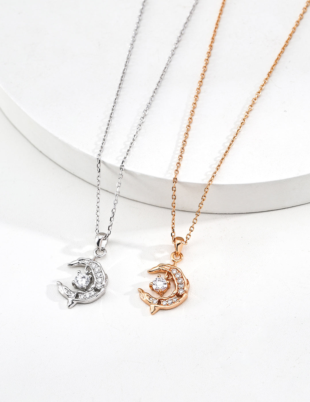 Crescent Moon Charm Necklace Zircon Star Pendant Layered Necklace Stack Design