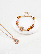 Crescent Moon Charm Necklace Zircon Star Pendant Layered Necklace Stack Design
