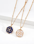 Lapis Lazuli&Mother of Pearl  Charm Necklace Prosperity Pendant Necklace Stack Design