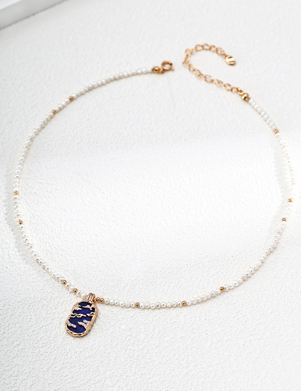 Mother of Pearl Lapis Lazuli Vintage Pearl Sterling silver Charm Necklace