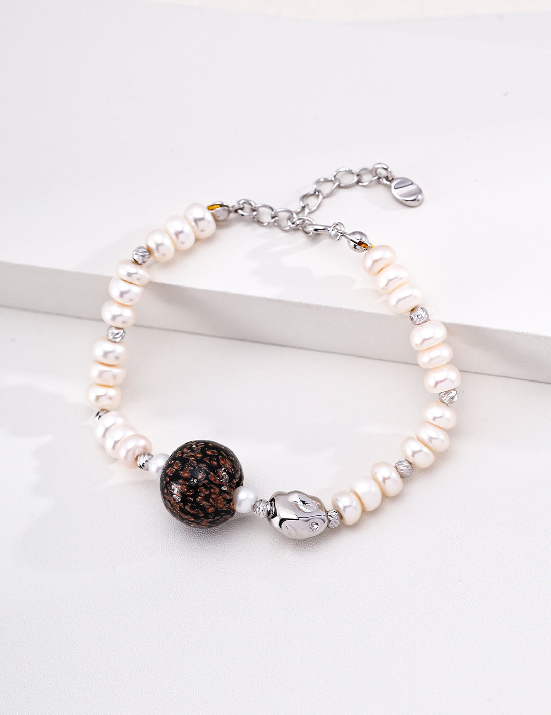 Natural Pearl Glass Beaded Chain Bracelet