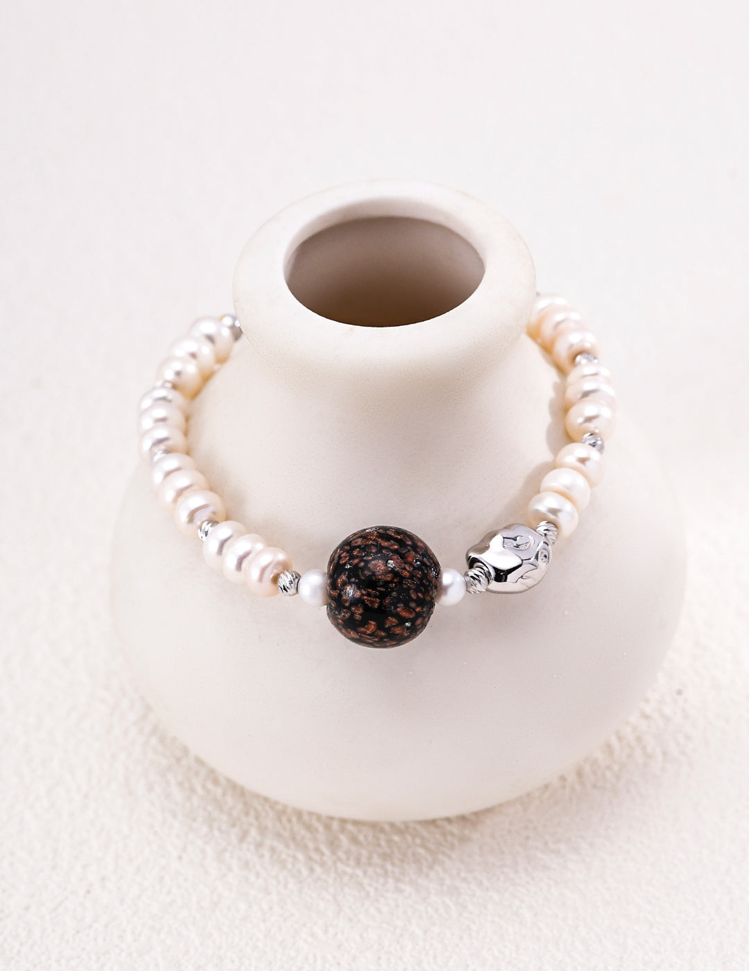 Natural Pearl Glass Beaded Chain Bracelet