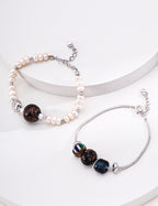 Natural Pearl Glass Beaded Chain Bracelet