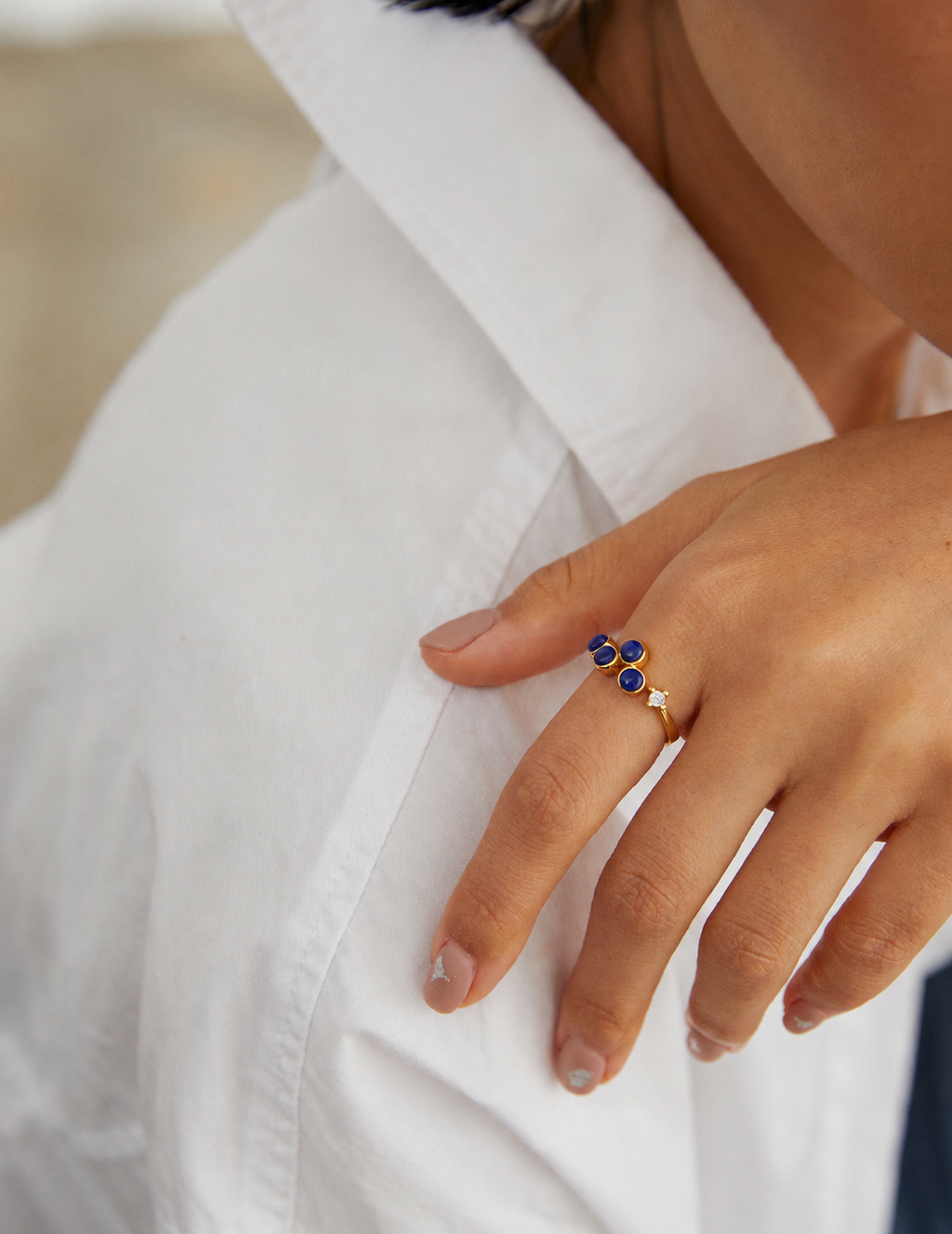 Lapis Lazuli Sterling Silver Ring – Dainty Minimalist Stackable Ring