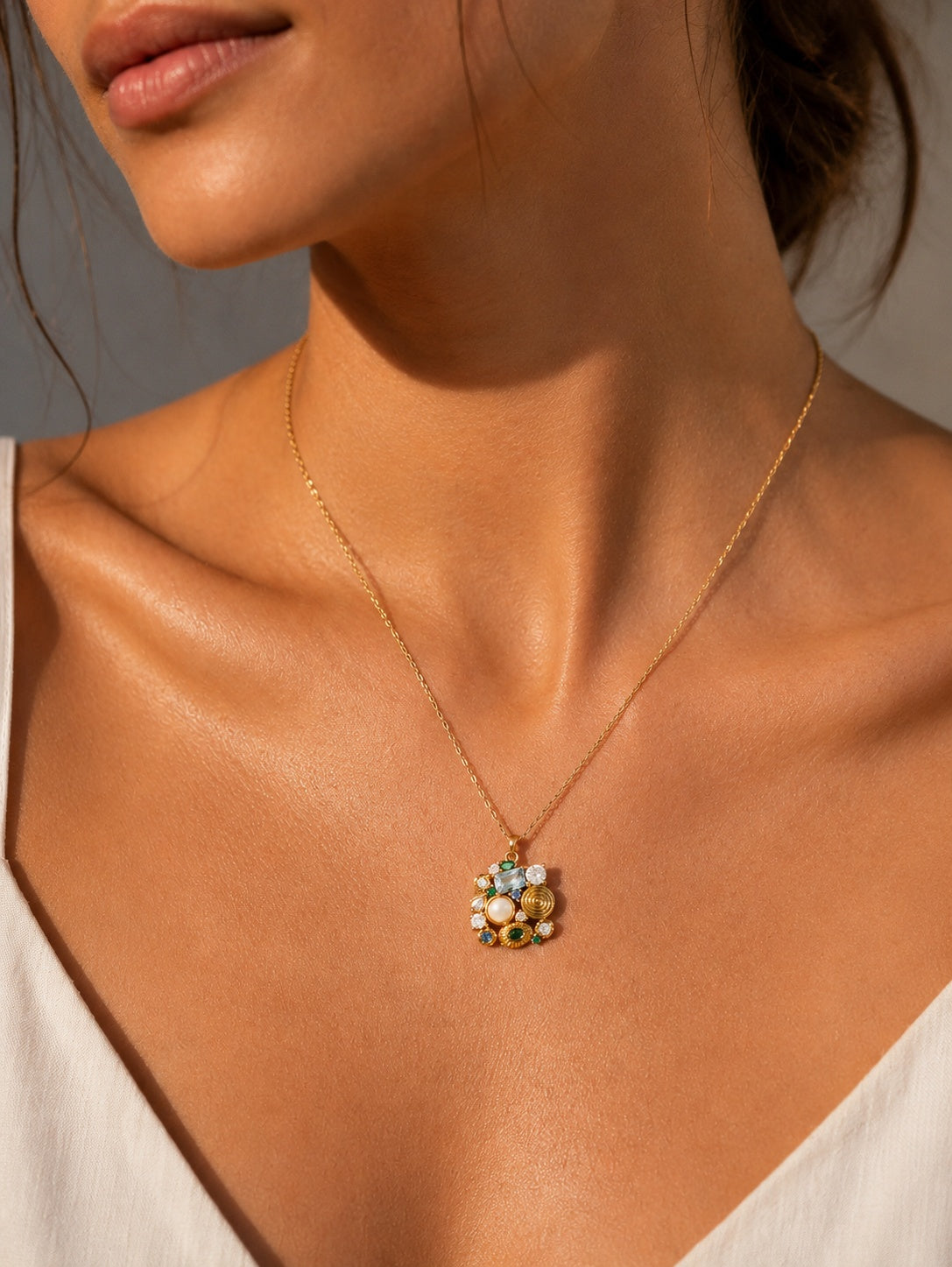 Forest Heartbeat Zircon Charm Necklace