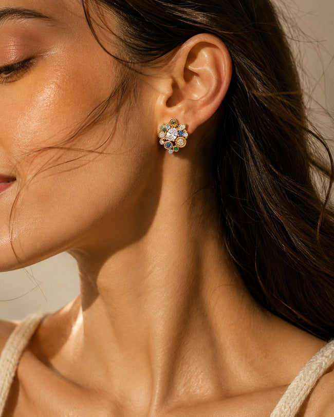 Forest Heartbeat Zircon Gold Hoop Earrings Main Image