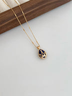 Lapis Lazuli Crown Charm Necklace – Starry Necklace Stack Design