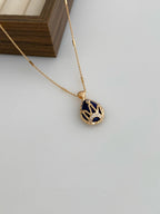 Lapis Lazuli Crown Charm Necklace – Starry Necklace Stack Design