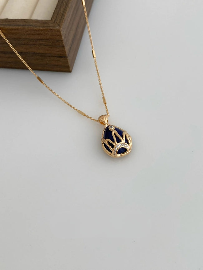 Lapis Lazuli Crown Charm Necklace – Starry Necklace Stack Design Main Image