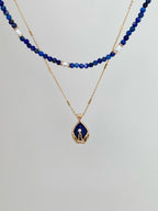 Lapis Lazuli Crown Charm Necklace – Starry Necklace Stack Design